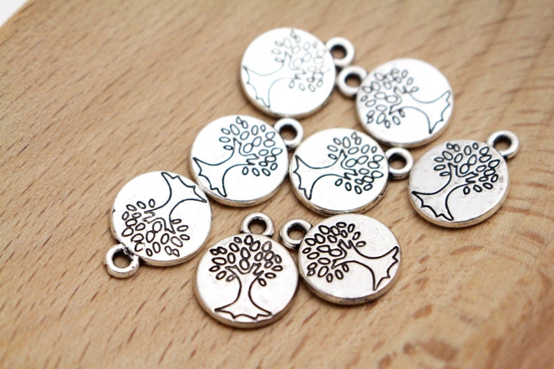 Silver Tree of Life Medallion Charms 8pcs 15x12mm CHR0072 image 1