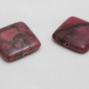 Pink Rhodonite Square Gemstone Beads 25x4mm 2pcs 1.2mm Hole PNK0174 image 5