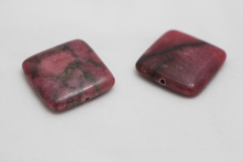 Pink Rhodonite Square Gemstone Beads 25x4mm 2pcs 1.2mm Hole PNK0174 image 5