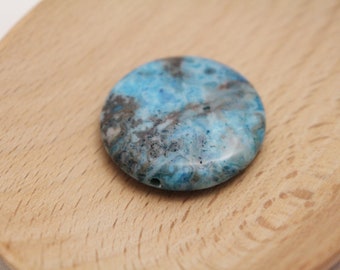 Blue Crazy Lace Agate Focal Bead Pendant - Agate Disc Pendant - Large Gemstone Pendant - 30x5mm - 1.2mm Hole - BLU0341