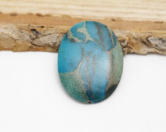 Large Imperial Jasper Oval Pendant Bead - 40x29mm - 1pc - 1mm Hole - BLU0342