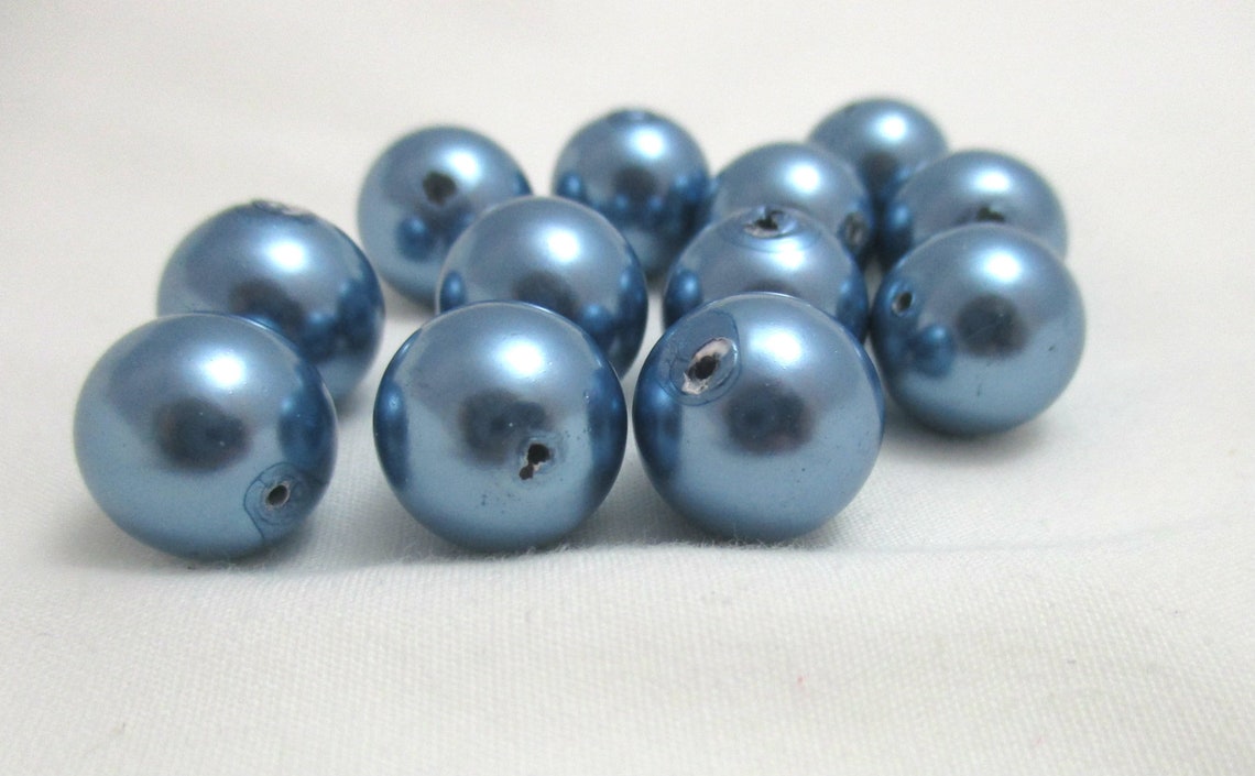 Licht Marine blau 12mm Runde Glas Perle Perlen 12 mm Loch