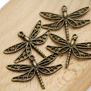 Antique Bronze Dragonfly Charms Large Dragonfly Charms 34x25mm 4pcs CHR0104 image 1