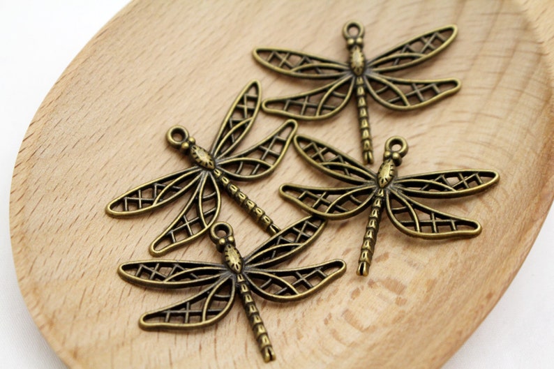 Antique Bronze Dragonfly Charms Large Dragonfly Charms 34x25mm 4pcs CHR0104 image 1