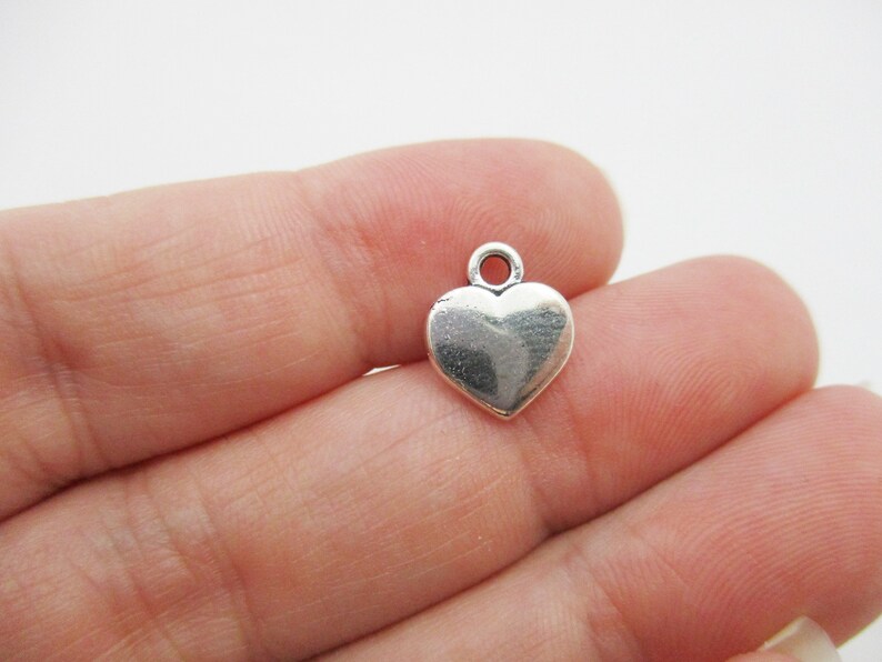 8pcs Silver Puffed Heart Charms 11x10mm CHR0087