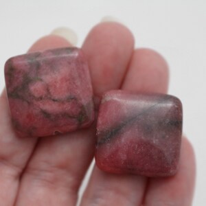 Pink Rhodonite Square Gemstone Beads 25x4mm 2pcs 1.2mm Hole PNK0174 image 7