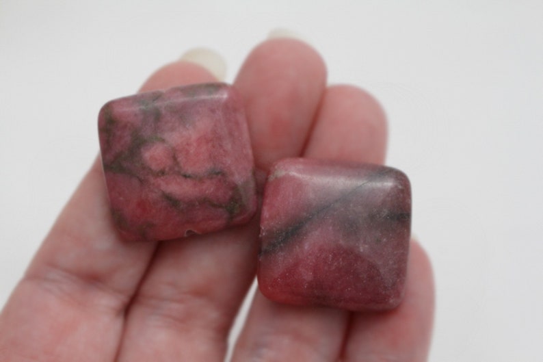 Pink Rhodonite Square Gemstone Beads 25x4mm 2pcs 1.2mm Hole PNK0174 image 7