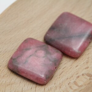 Pink Rhodonite Square Gemstone Beads 25x4mm 2pcs 1.2mm Hole PNK0174 image 1