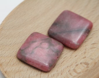 Pink Rhodonite Square Gemstone Beads - 25x4mm - 2pcs - 1.2mm Hole -  PNK0174