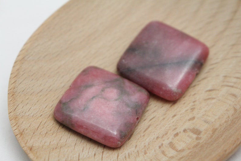 Pink Rhodonite Square Gemstone Beads 25x4mm 2pcs 1.2mm Hole PNK0174 image 1