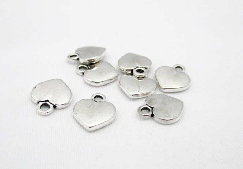 8pcs Silver Puffed Heart Charms 11x10mm CHR0087