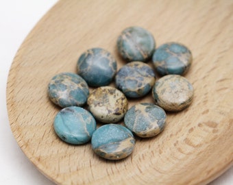 Imperial Jasper Coin Gemstone Beads - Sea Sediment Jasper Beads - 12x4mm - 10pcs - 1mm Hole -  GRN0369