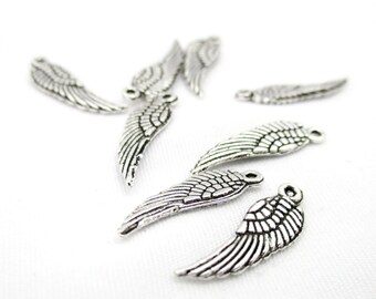 Small Silver Wing Charms - 8pcs - 16x5mm - CHR0094