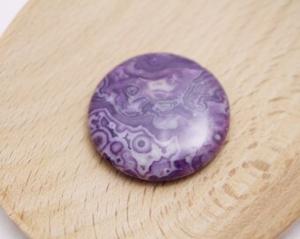 Purple Crazy Lace Agate Focal Bead Pendant - Agate Disc Pendant - Large Gemstone Pendant - 30x5mm - 2mm Hole - PPL0207