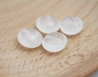 4pcs - Clear/Frost Swirl Czech Pressed Glass Puffed Oval Beads - 13x14mm - 1mm Hole - CLR0037