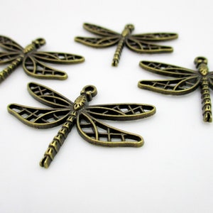 Antique Bronze Dragonfly Charms Large Dragonfly Charms 34x25mm 4pcs CHR0104 image 6