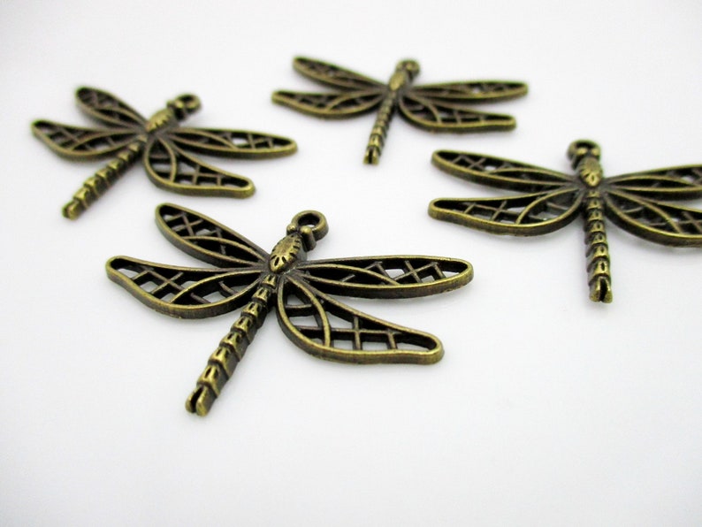 Antique Bronze Dragonfly Charms Large Dragonfly Charms 34x25mm 4pcs CHR0104 image 6
