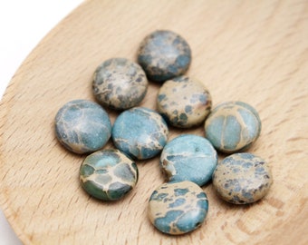 Imperial Jasper Coin Gemstone Beads - Sea Sediment Jasper Beads - 12x4mm - 10pcs - 1mm Hole -  GRN0366