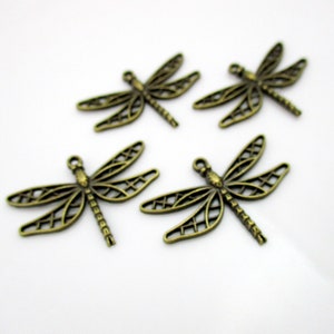 Antique Bronze Dragonfly Charms Large Dragonfly Charms 34x25mm 4pcs CHR0104 image 9