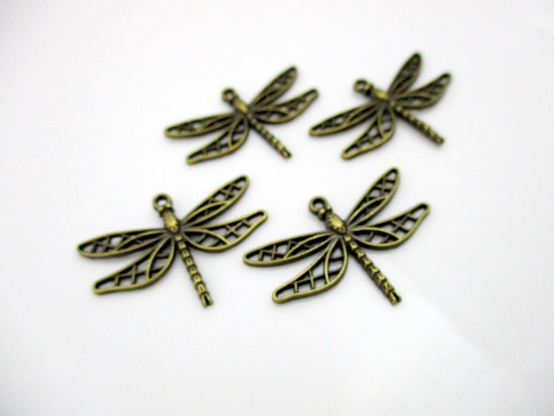 Antique Bronze Dragonfly Charms Large Dragonfly Charms 34x25mm 4pcs CHR0104 image 9