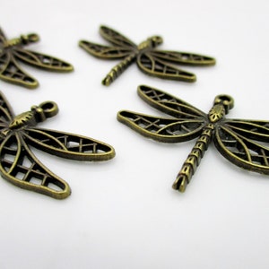 Antique Bronze Dragonfly Charms Large Dragonfly Charms 34x25mm 4pcs CHR0104 image 7