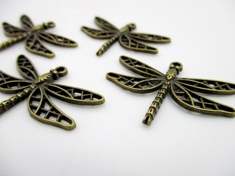 Antique Bronze Dragonfly Charms Large Dragonfly Charms 34x25mm 4pcs CHR0104 image 7
