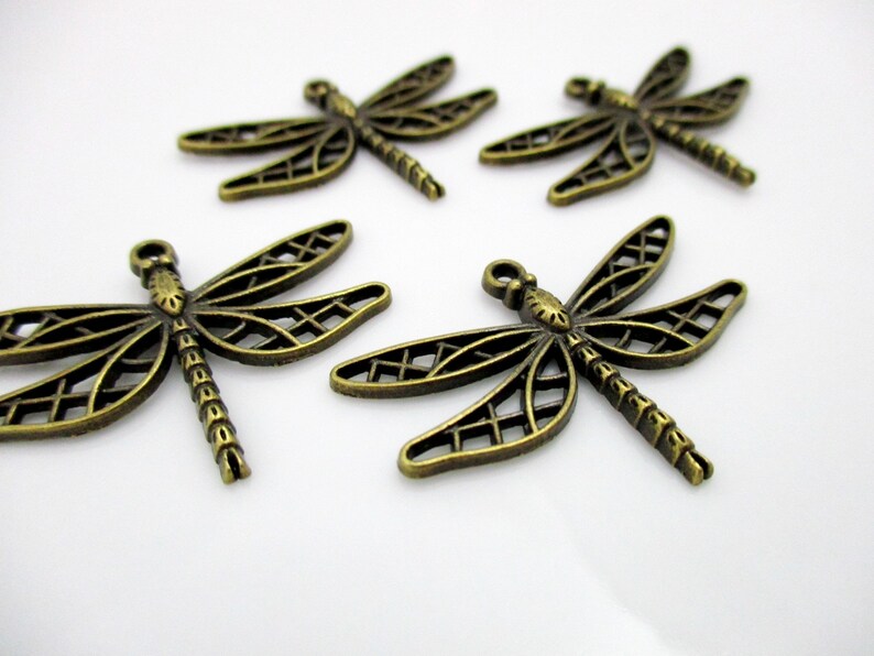 Antique Bronze Dragonfly Charms Large Dragonfly Charms 34x25mm 4pcs CHR0104 image 8