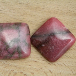 Pink Rhodonite Square Gemstone Beads 25x4mm 2pcs 1.2mm Hole PNK0174 image 4