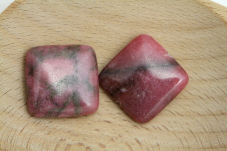 Pink Rhodonite Square Gemstone Beads 25x4mm 2pcs 1.2mm Hole PNK0174 image 4