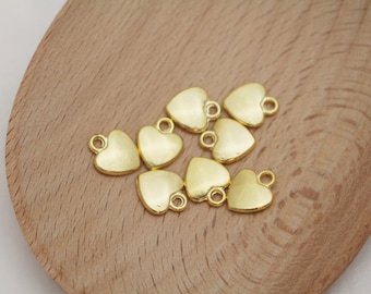 Bright Gold Puffed Heart Charms - 8pcs - 11x10mm - CHR0230