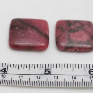 Pink Rhodonite Square Gemstone Beads 25x4mm 2pcs 1.2mm Hole PNK0174 image 8