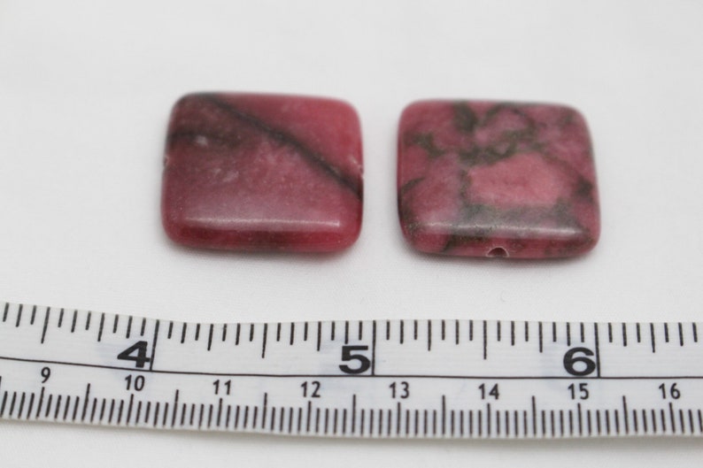 Pink Rhodonite Square Gemstone Beads 25x4mm 2pcs 1.2mm Hole PNK0174 image 8