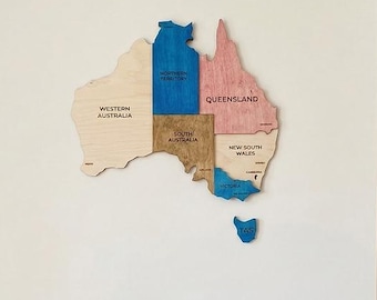 3D Wooden Australia Map Art, Minimalist Continent Wall Decor, Wanderlust Design