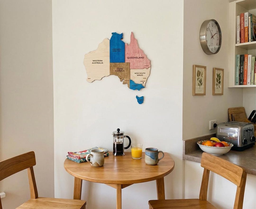 Australia Wood Map Art, Personalized Gift Travelers, Minimalist Home ...