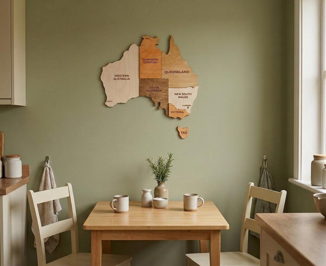 3D Wooden Australia Map Wall Art, Multi-layered Wood Map Decor ...