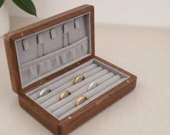 Personalized Walnut Jewelry Box, Custom Engraved Wooden Keepsake Box, Bridesmaid Gift, Rustic Jewelry Storage, Gift for Mom