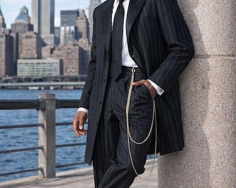 1920s Inspired 2 Piece Pinstripe Suit – Elegant Mens Formal Wear