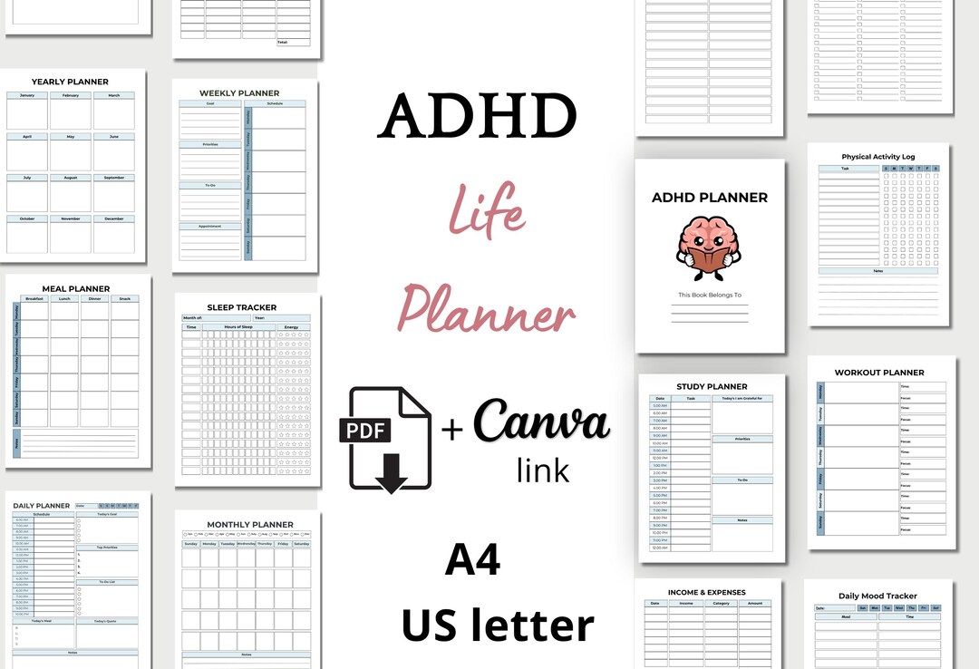 ADHD Life Planner Printable 2026 for Moms Teens and Adults ADHD Daily ...