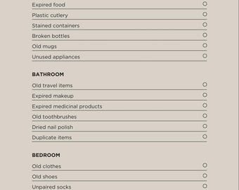 Decluttering Checklist for Home Organization | Kitchen, Bathroom, Bedroom Guide