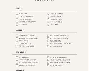 Cleaning Checklist | Daily, Weekly, Monthly, Yearly Home Organization Guide