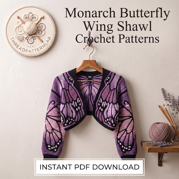 Monarch Butterfly Cardigan Crochet Pattern | Cute Women’s Cardigan | Crochet pattern |  Instant PDF Download