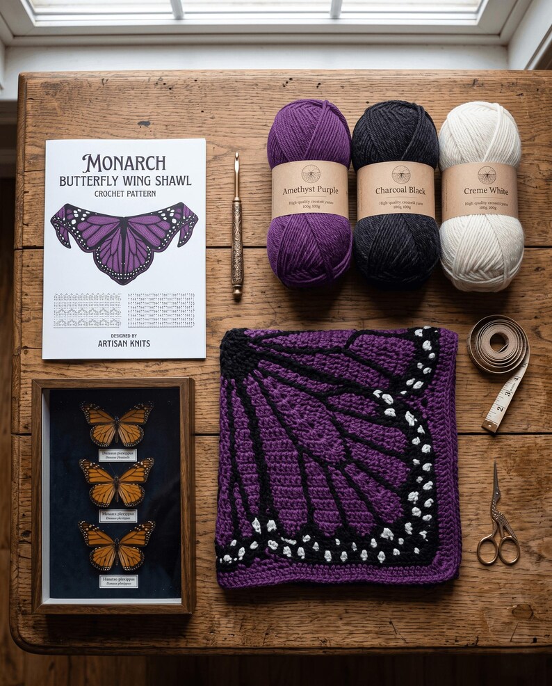Patrón de cárdigan de ganchillo con diseño de mariposa monarca / Cárdigan bonito para mujer / Patrón de ganchillo / Descarga instantánea en PDF imagen 8