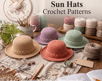 Crochet Sun Hat Pattern PDF | Braided Brim scalloped Beach Hat | Women Summer Sunhat | Beginner Friendly | Instant PDF Download