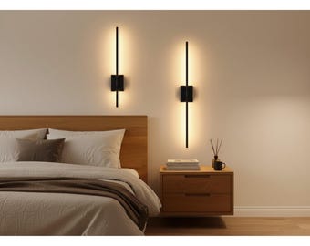 Wall Sconce Set of 2 Battery Operated Rechargeable 10000mAh LED Wall Sconces with Detachable Battery  Rotate Modern Black Wall Lights