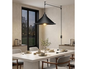 Pendant Light Plug In, Industrial Hanging Lamp with 13FT Cord, Vintage Pendant Lighting Fixture, Rustic Kitchen Dining Light,