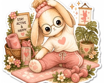 Kawaii Fitness Bunny Sticker