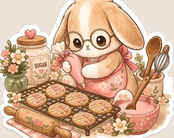 Cookie Baking Lop Bunny Sticker