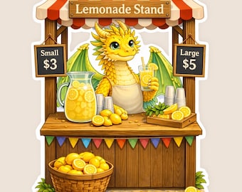 Lemonade Vendor Dragon Sticker | Kawaii Summer Vinyl Art