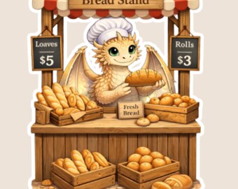 Kawaii Vendor Market Bread Dragon