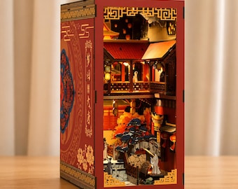 Diorama de rincón de lectura de la dinastía Tang china, escena de palacio antiguo, miniatura, decoración de estante LED, regalo